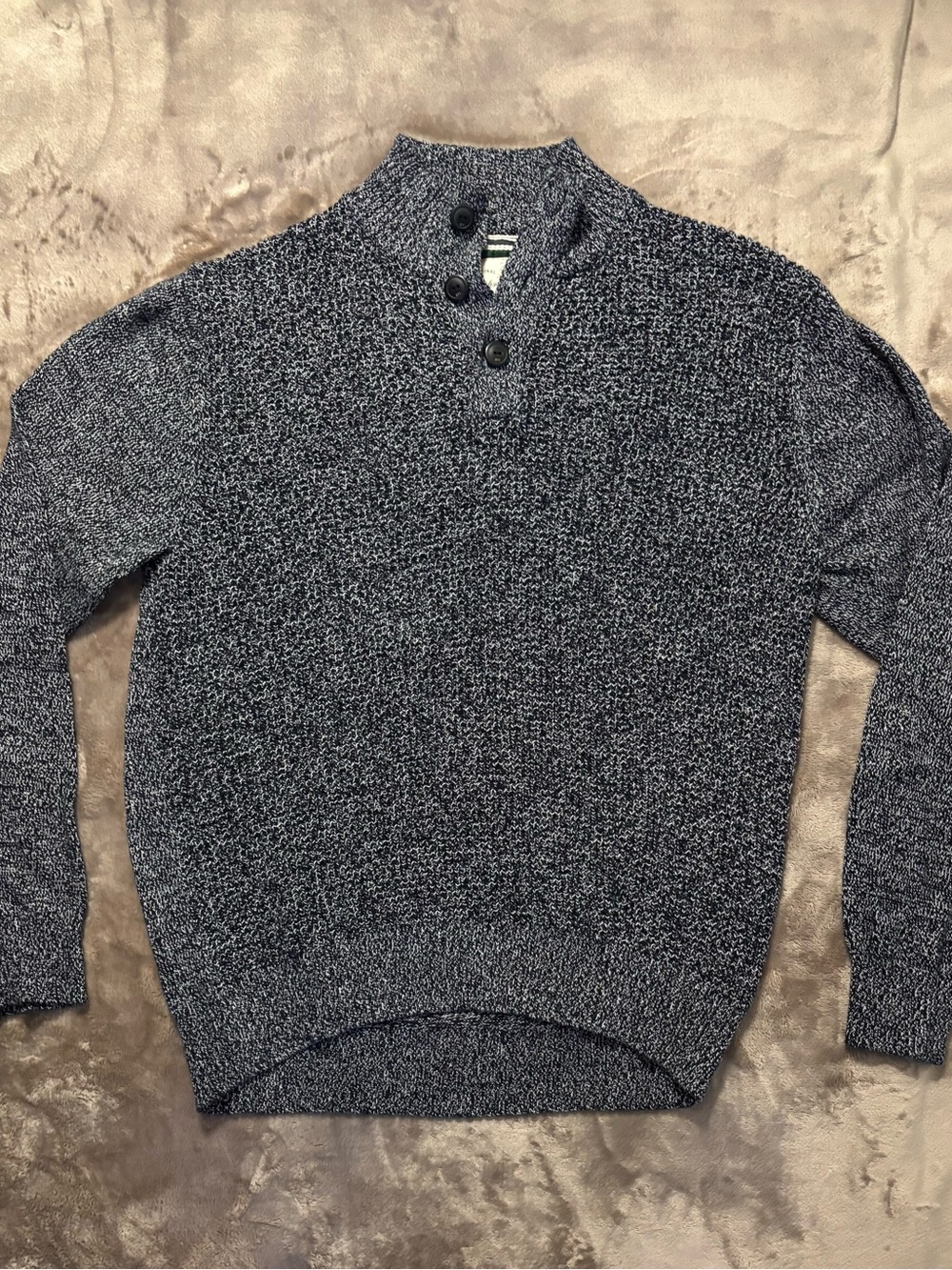 Weatherproof Vintage Sweater Men's Size L Gray /Black Turtleneck Button Sweater
